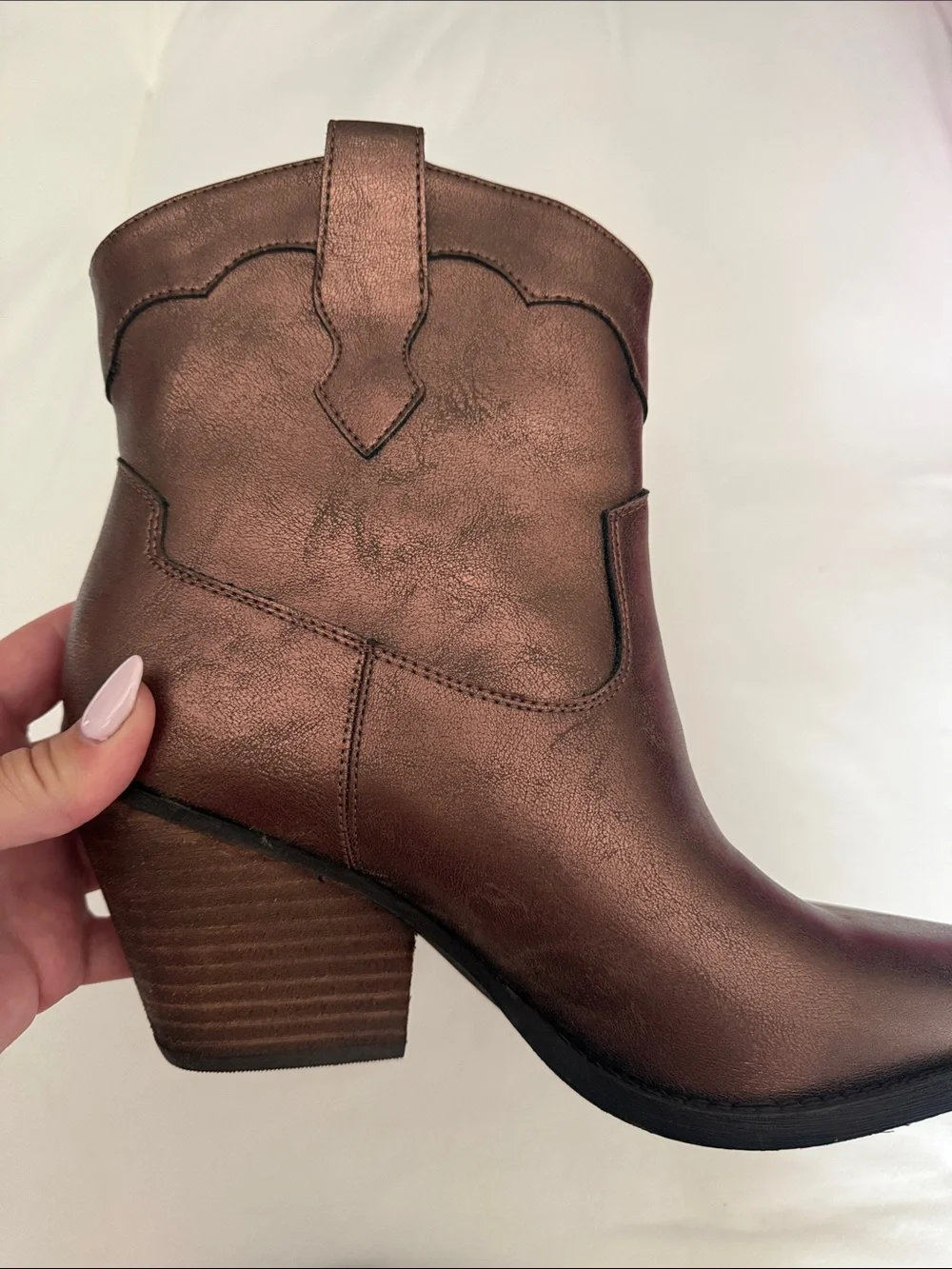 Zodiac Women’s Metallic Brown Western Ankle Boots
